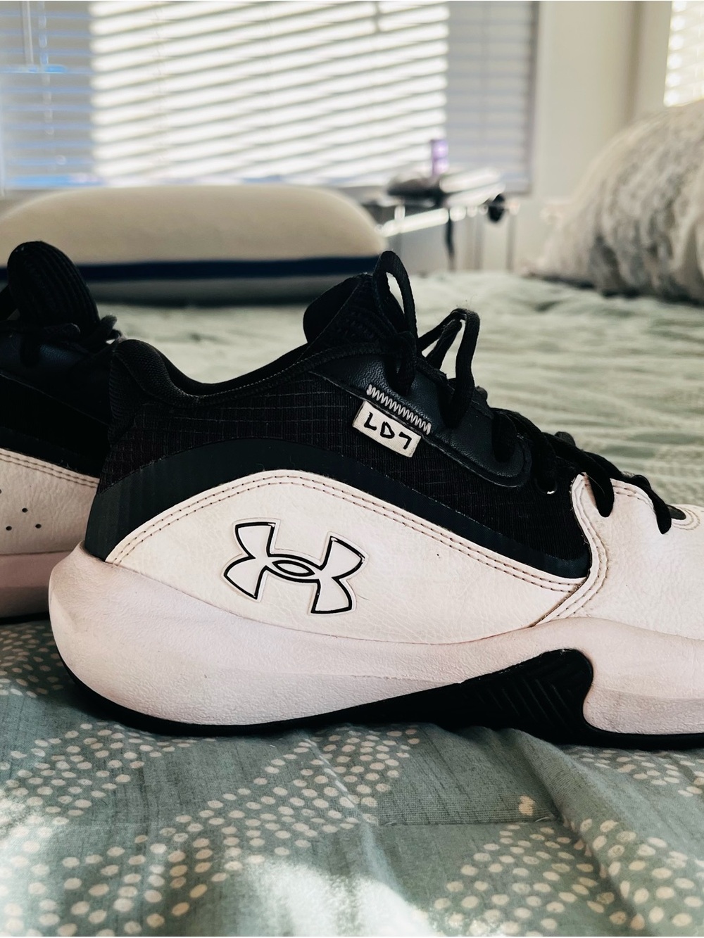Under Armour Kids Black and White Sneakers with Logo Accent